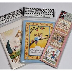 Mary Engelbreit Note Cards & Stickers Lot Colorbok 15 Blank Cards Envelopes